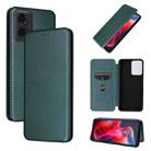 For Motorola Moto G04 / G24 Carbon Fiber Texture Flip Leather Phone Case(Green) - 1