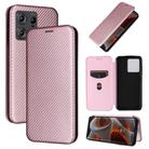 For Motorola Edge 50 Pro Carbon Fiber Texture Flip Leather Phone Case(Pink) - 1