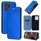 For Motorola Edge 50 Pro Carbon Fiber Texture Flip Leather Phone Case(Blue) - 1