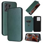 For Motorola Edge 50 Pro Carbon Fiber Texture Flip Leather Phone Case(Green) - 1