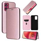 For Motorola Edge 50 Fusion Carbon Fiber Texture Flip Leather Phone Case(Pink) - 1