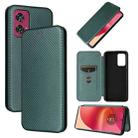 For Motorola Edge 50 Fusion Carbon Fiber Texture Flip Leather Phone Case(Green) - 1