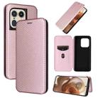 For Motorola Edge 50 Ultra Carbon Fiber Texture Flip Leather Phone Case(Pink) - 1