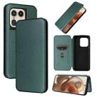 For Motorola Edge 50 Ultra Carbon Fiber Texture Flip Leather Phone Case(Green) - 1