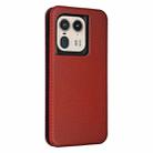 For Motorola Edge 50 Ultra Carbon Fiber Texture Flip Leather Phone Case(Brown) - 3