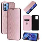For Motorola Moto G54 5G / G64 / G64y Carbon Fiber Texture Flip Leather Phone Case(Pink) - 1