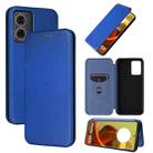 For Motorola Moto G85 Carbon Fiber Texture Flip Leather Phone Case(Blue) - 1