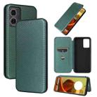 For Motorola Moto G85 Carbon Fiber Texture Flip Leather Phone Case(Green) - 1