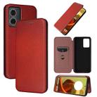 For Motorola Moto G85 Carbon Fiber Texture Flip Leather Phone Case(Brown) - 1