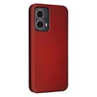 For Motorola Moto G85 Carbon Fiber Texture Flip Leather Phone Case(Brown) - 3
