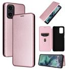 For Motorola Moto G35 Carbon Fiber Texture Flip Leather Phone Case(Pink) - 1