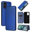 For Motorola Moto G35 Carbon Fiber Texture Flip Leather Phone Case(Blue) - 1