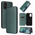 For Motorola Moto G35 Carbon Fiber Texture Flip Leather Phone Case(Green) - 1