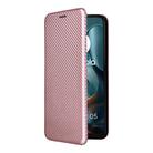 For Motorola Moto G05 / E15 Carbon Fiber Texture Flip Leather Phone Case(Pink) - 2
