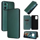 For Motorola Moto G05 / E15 Carbon Fiber Texture Flip Leather Phone Case(Green) - 1