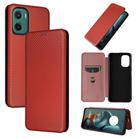 For Motorola Moto G05 / E15 Carbon Fiber Texture Flip Leather Phone Case(Brown) - 1