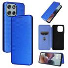 For Motorola Moto G56 / G66j / G66y 5G Carbon Fiber Texture Flip Leather Phone Case(Blue) - 1
