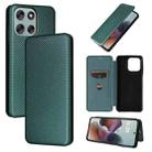 For Motorola Moto G56 / G66j / G66y 5G Carbon Fiber Texture Flip Leather Phone Case(Green) - 1