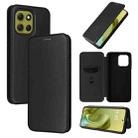 For Motorola Moto G86 5G Carbon Fiber Texture Flip Leather Phone Case(Black) - 1