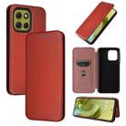 For Motorola Moto G86 5G Carbon Fiber Texture Flip Leather Phone Case(Brown) - 1