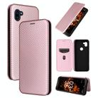 For Orbic Fun+ 4G Carbon Fiber Texture Flip Leather Phone Case(Pink) - 1