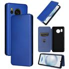 For Sharp Aquos Sense8 Carbon Fiber Texture Flip Leather Phone Case(Blue) - 1