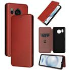 For Sharp Aquos Sense8 Carbon Fiber Texture Flip Leather Phone Case(Brown) - 1