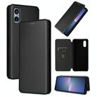 For Sony Xperia 5 V 2023 Carbon Fiber Texture Flip Leather Phone Case(Black) - 1