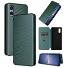 For Sony Xperia 5 V 2023 Carbon Fiber Texture Flip Leather Phone Case(Green) - 1