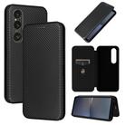 For Sony Xperia 1 VI 2024 Carbon Fiber Texture Flip Leather Phone Case(Black) - 1