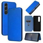 For Sony Xperia 1 VI 2024 Carbon Fiber Texture Flip Leather Phone Case(Blue) - 1