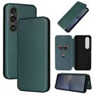 For Sony Xperia 1 VI 2024 Carbon Fiber Texture Flip Leather Phone Case(Green) - 1