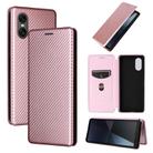 For Sony Xperia 10 VI 2024 Carbon Fiber Texture Flip Leather Phone Case(Pink) - 1