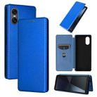 For Sony Xperia 10 VI 2024 Carbon Fiber Texture Flip Leather Phone Case(Blue) - 1