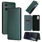 For Sony Xperia 10 VI 2024 Carbon Fiber Texture Flip Leather Phone Case(Green) - 1