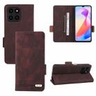 For Honor X6a 4G Magnetic Clasp Flip Leather Phone Case(Brown) - 1