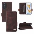 For Honor 90 Magnetic Clasp Flip Leather Phone Case(Brown) - 1