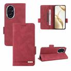 For Honor 200 Magnetic Clasp Flip Leather Phone Case(Red) - 1