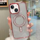 For iPhone 14 Plus MagSafe Magnetic Transparent TPU Electroplated Phone Case(Rose Gold) - 1