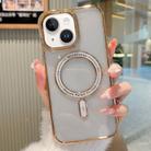 For iPhone 14 Plus MagSafe Magnetic Transparent TPU Electroplated Phone Case(Gold) - 1