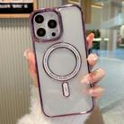 For iPhone 14 Pro MagSafe Magnetic Transparent TPU Electroplated Phone Case(Purple) - 1