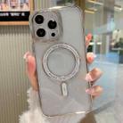 For iPhone 13 Pro Max MagSafe Magnetic Transparent TPU Electroplated Phone Case(Silver) - 1