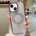 For iPhone 13 MagSafe Magnetic Transparent TPU Electroplated Phone Case(Purple) - 1
