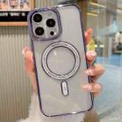For iPhone 11 Pro Max MagSafe Magnetic Transparent TPU Electroplated Phone Case(Blue) - 1