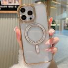 For iPhone 11 Pro Max MagSafe Magnetic Transparent TPU Electroplated Phone Case(Gold) - 1