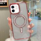 For iPhone 11 MagSafe Magnetic Transparent TPU Electroplated Phone Case(Rose Gold) - 1