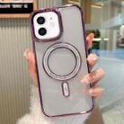 For iPhone 11 MagSafe Magnetic Transparent TPU Electroplated Phone Case(Purple) - 1