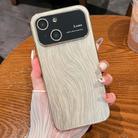 For iPhone 14 Plus Wood Grain Large Window Electroplated + Acrylic Phone Case(Gold) - 1