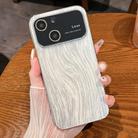 For iPhone 14 Plus Wood Grain Large Window Electroplated + Acrylic Phone Case(Silver) - 1