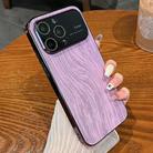 For iPhone 14 Pro Wood Grain Large Window Electroplated + Acrylic Phone Case(Purple) - 1